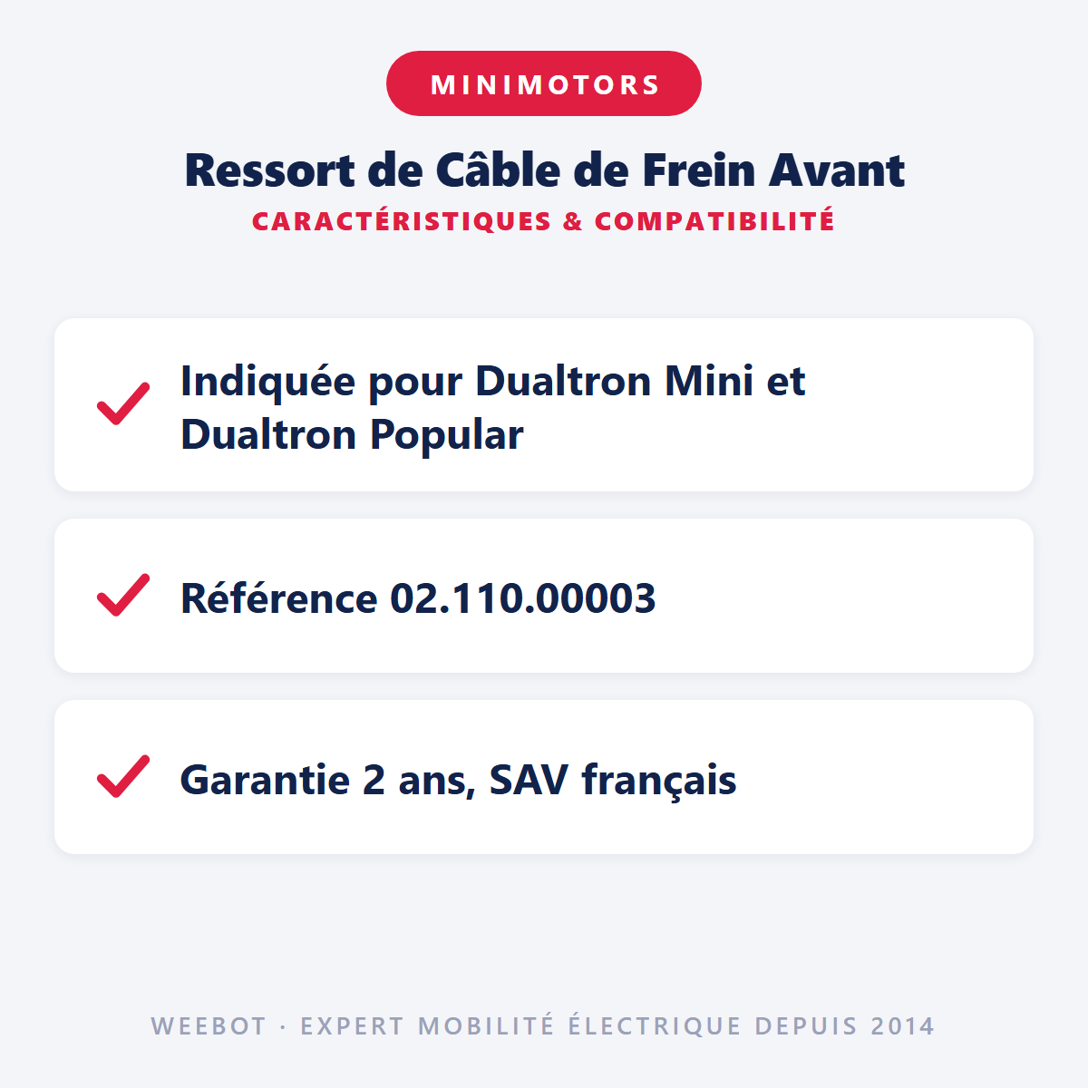 Ressort de Câble de Frein Avant : caractéristiques et compatibilité