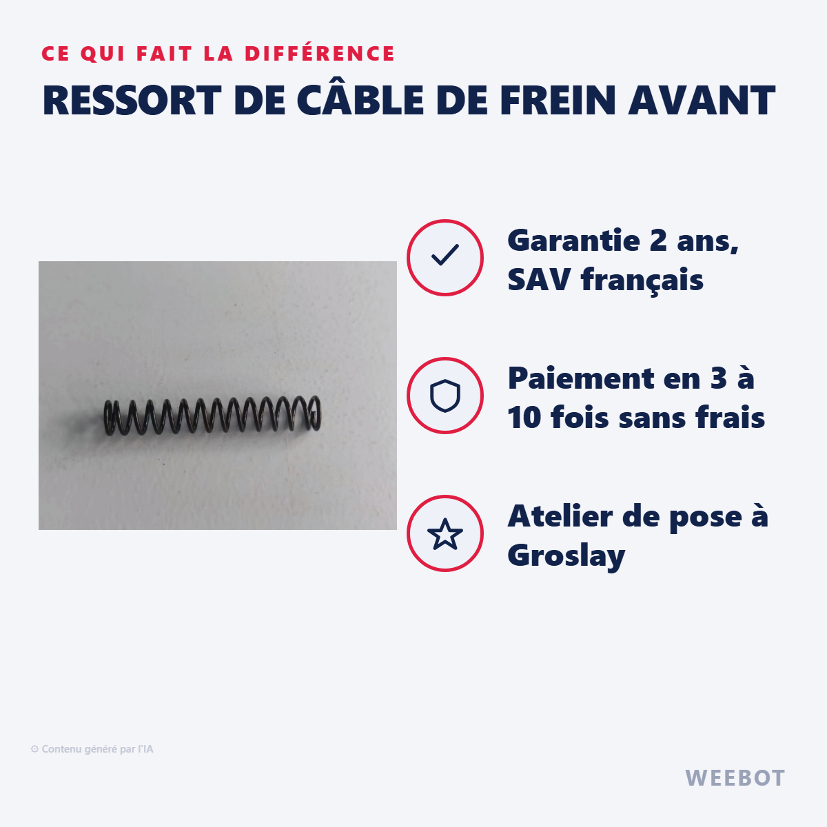 Ressort de Câble de Frein Avant : les points forts