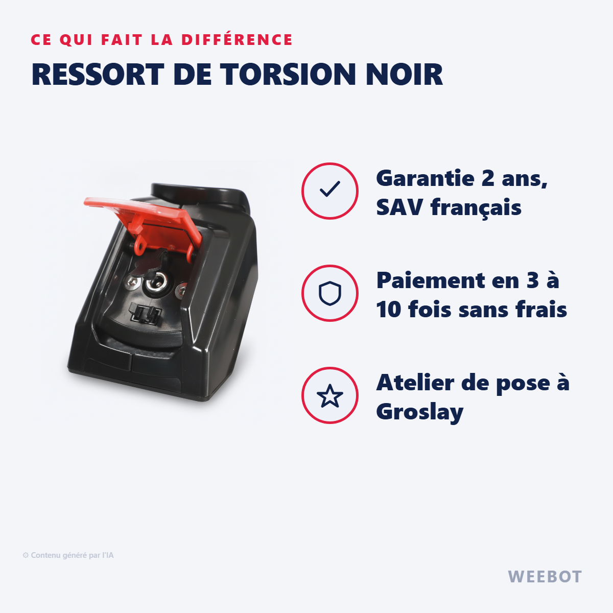 Ressort de Torsion Noir : les points forts