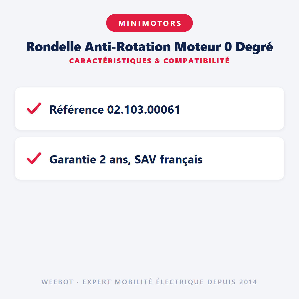 Rondelle Anti-Rotation Moteur 0 Degré : caractéristiques et compatibilité