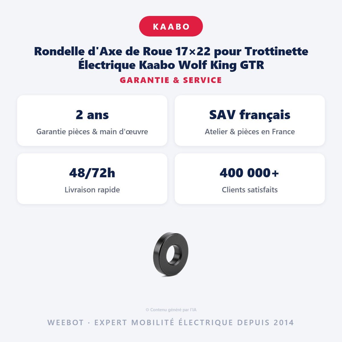 Rondelle d'Axe de Roue 17×22 pour Trottinette Électrique Kaabo Wolf King GTR - Weebot