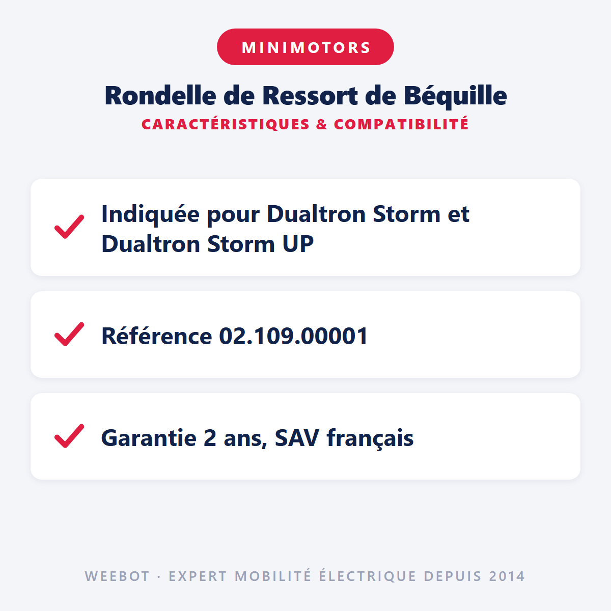 Rondelle de Ressort de Béquille : caractéristiques et compatibilité