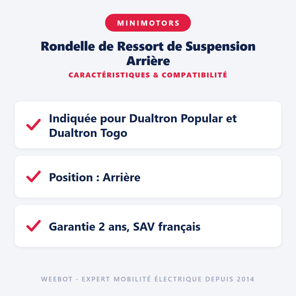 Rondelle de Ressort de Suspension Arrière : caractéristiques et compatibilité
