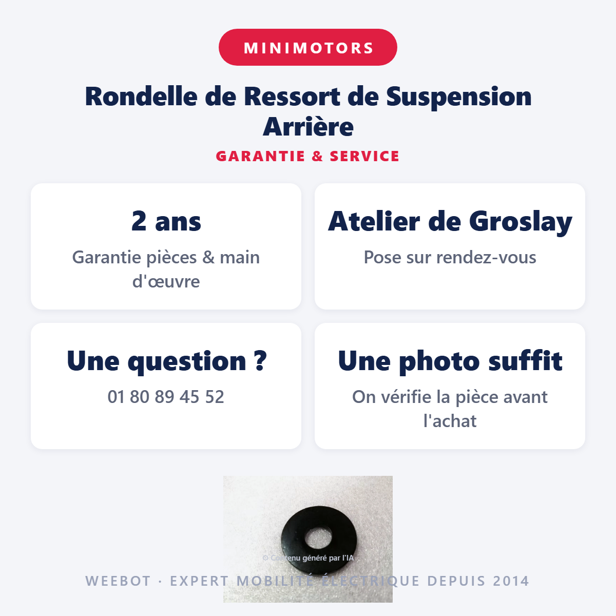 Rondelle de Ressort de Suspension Arrière : garantie 2 ans et service après-vente