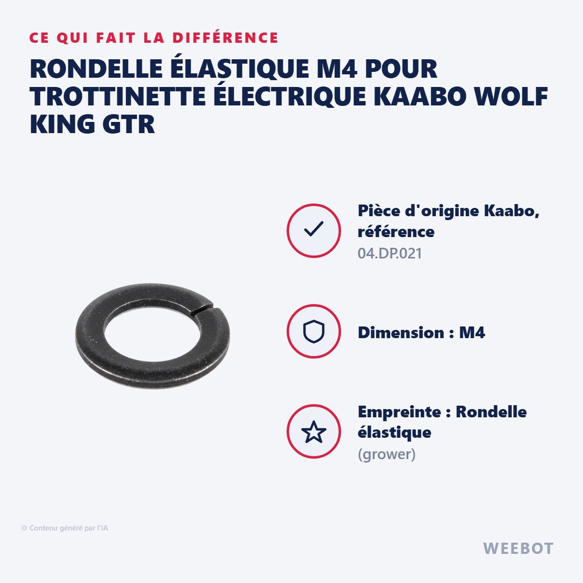 Rondelle Élastique M4 pour Trottinette Électrique Kaabo Wolf King GTR - Weebot