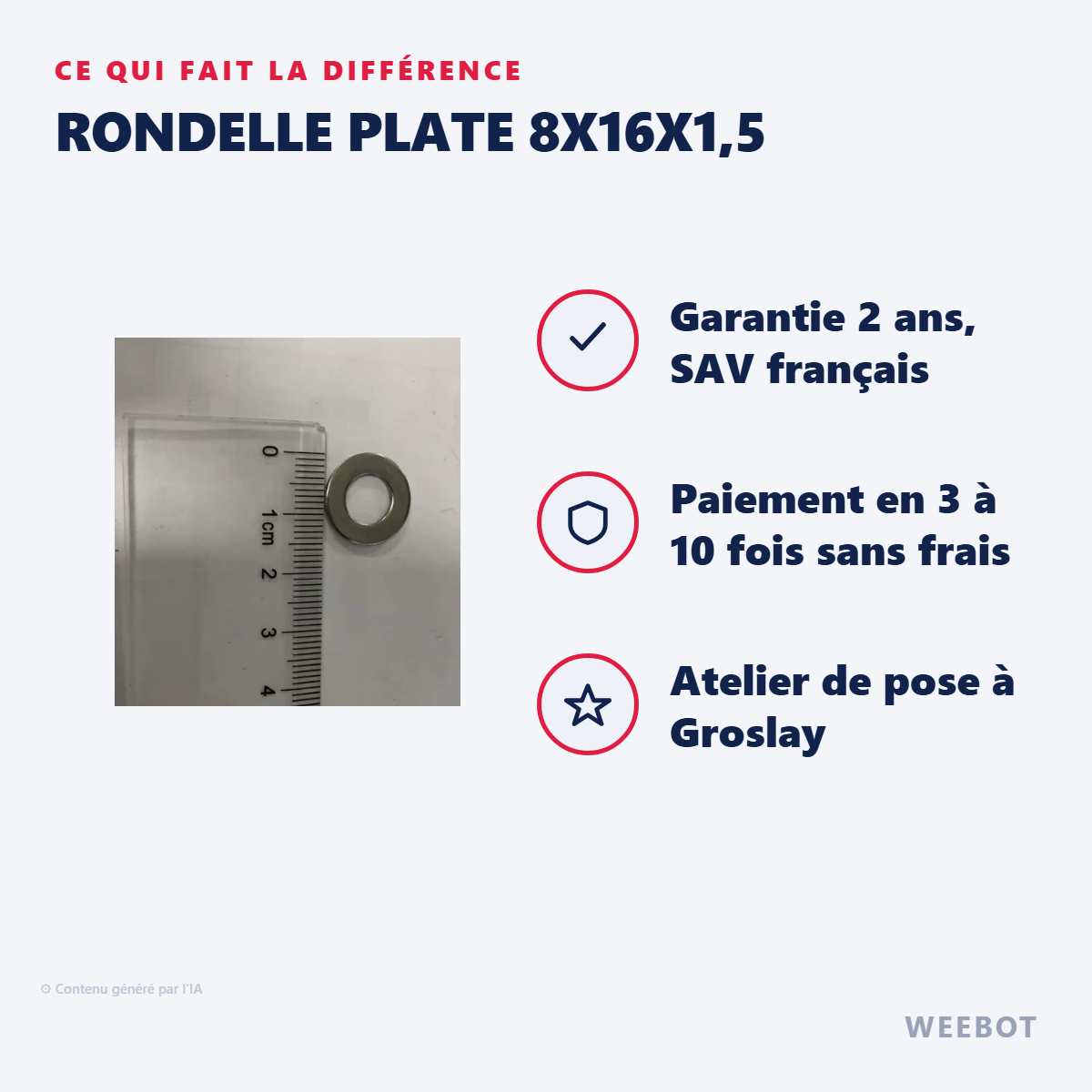 Rondelle Plate 8x16x1,5 : les points forts