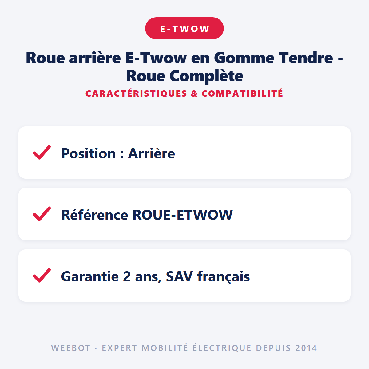 Roue arrière E-Twow en Gomme Tendre - Roue Complète : caractéristiques et compatibilité