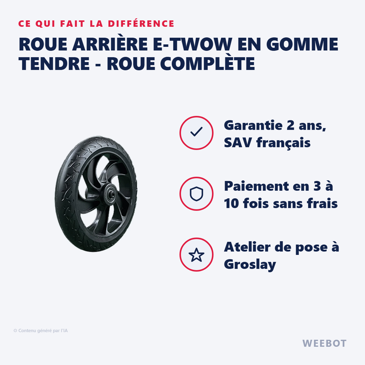 Roue arrière E-Twow en Gomme Tendre - Roue Complète : les points forts