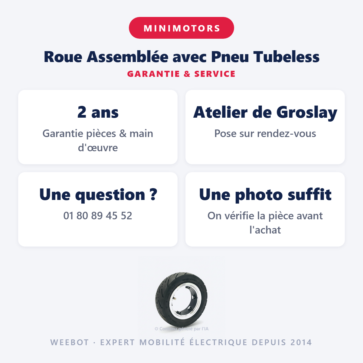 Roue Assemblée avec Pneu Tubeless : garantie 2 ans et service après-vente