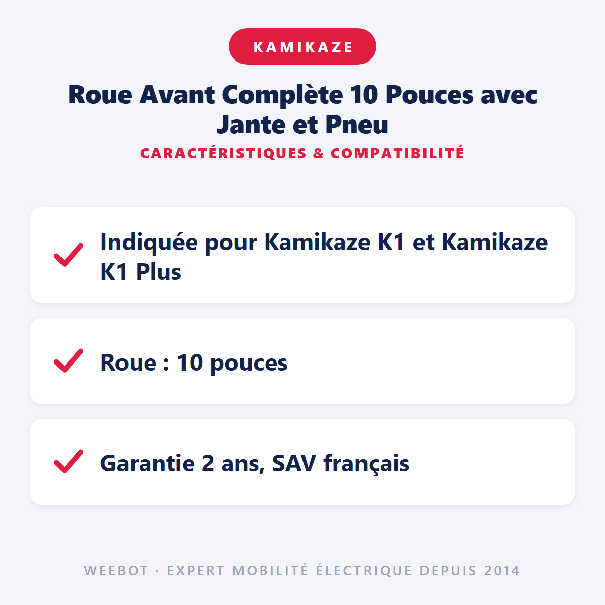 Roue Avant Complète 10 Pouces avec Jante et Pneu : caractéristiques et compatibilité