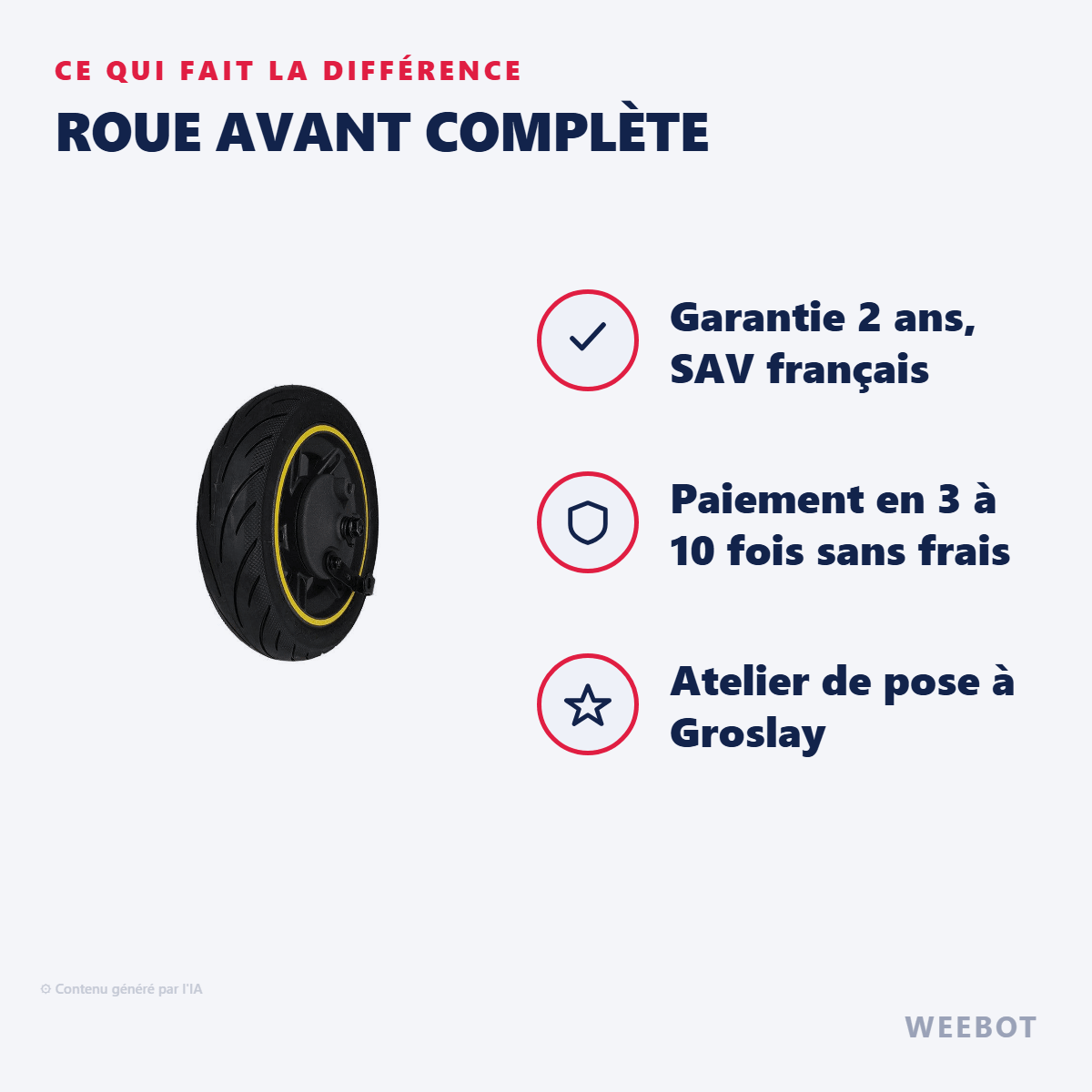 Roue Avant Complète (Chambre à air + Pneu + Jante) pour Trottinette Electrique Ninebot G30 - Weebot