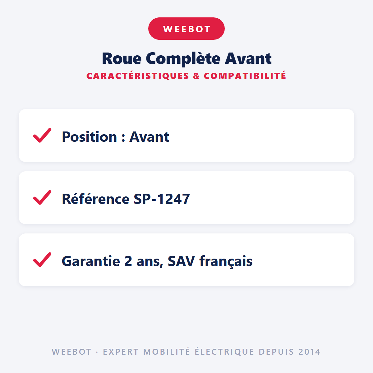 Roue Complète Avant : caractéristiques et compatibilité