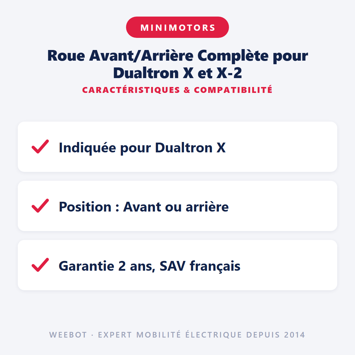 Roue Avant/Arrière Complète pour Dualtron X et X-2 : caractéristiques et compatibilité