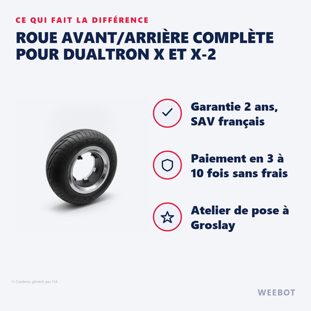 Roue Avant/Arrière Complète pour Dualtron X et X-2 : les points forts