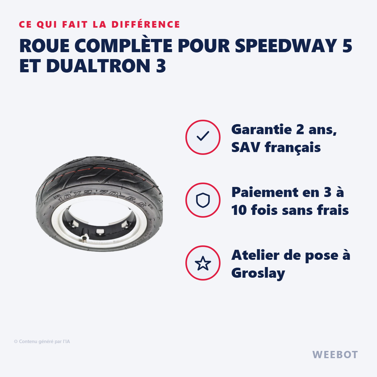 Roue Complète pour Speedway 5 et Dualtron 3 : les points forts