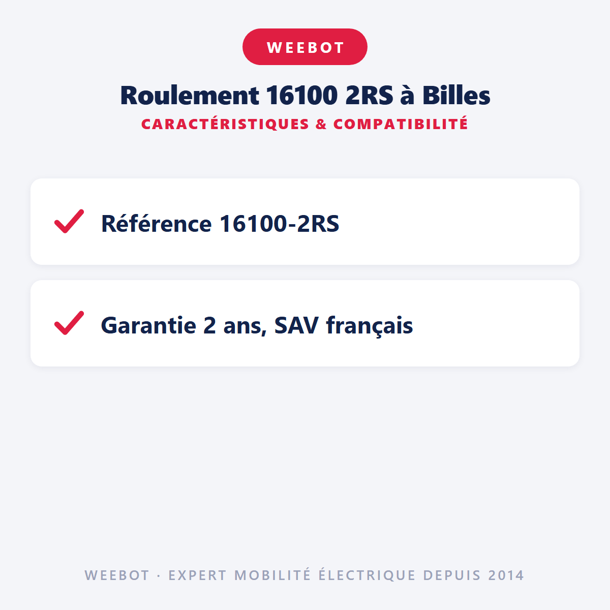 Roulement 16100 2RS à Billes - Weebot