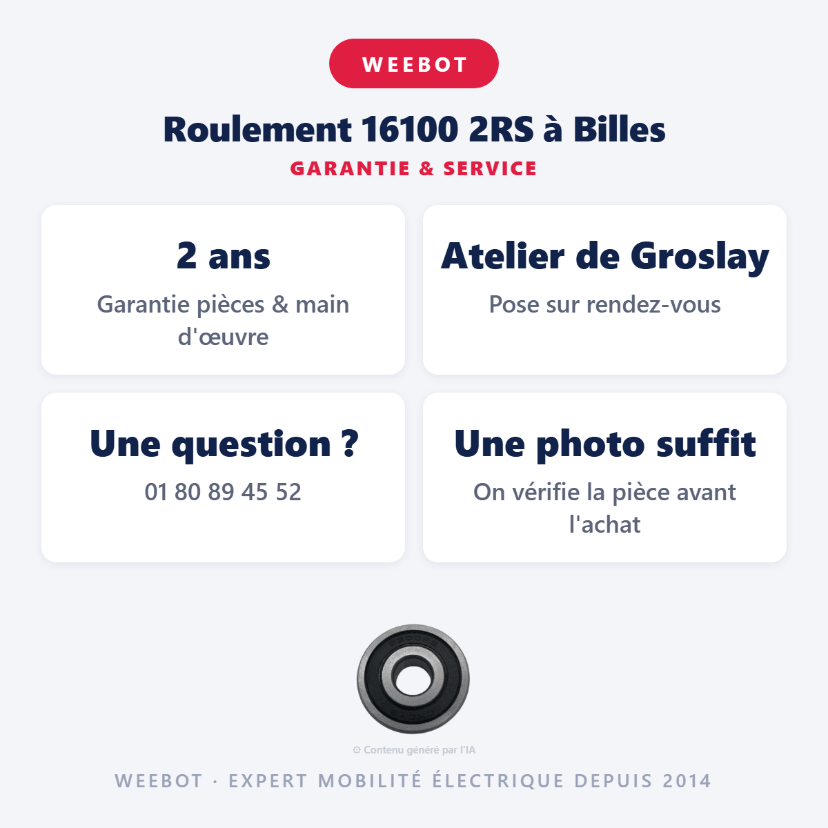 Roulement 16100 2RS à Billes - Weebot