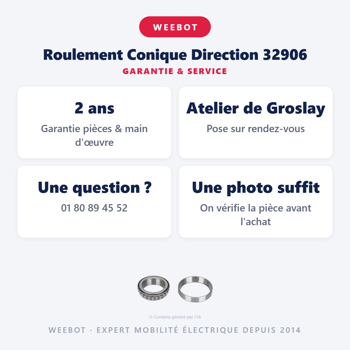 Roulement Conique Direction 32906 : garantie 2 ans et service après-vente