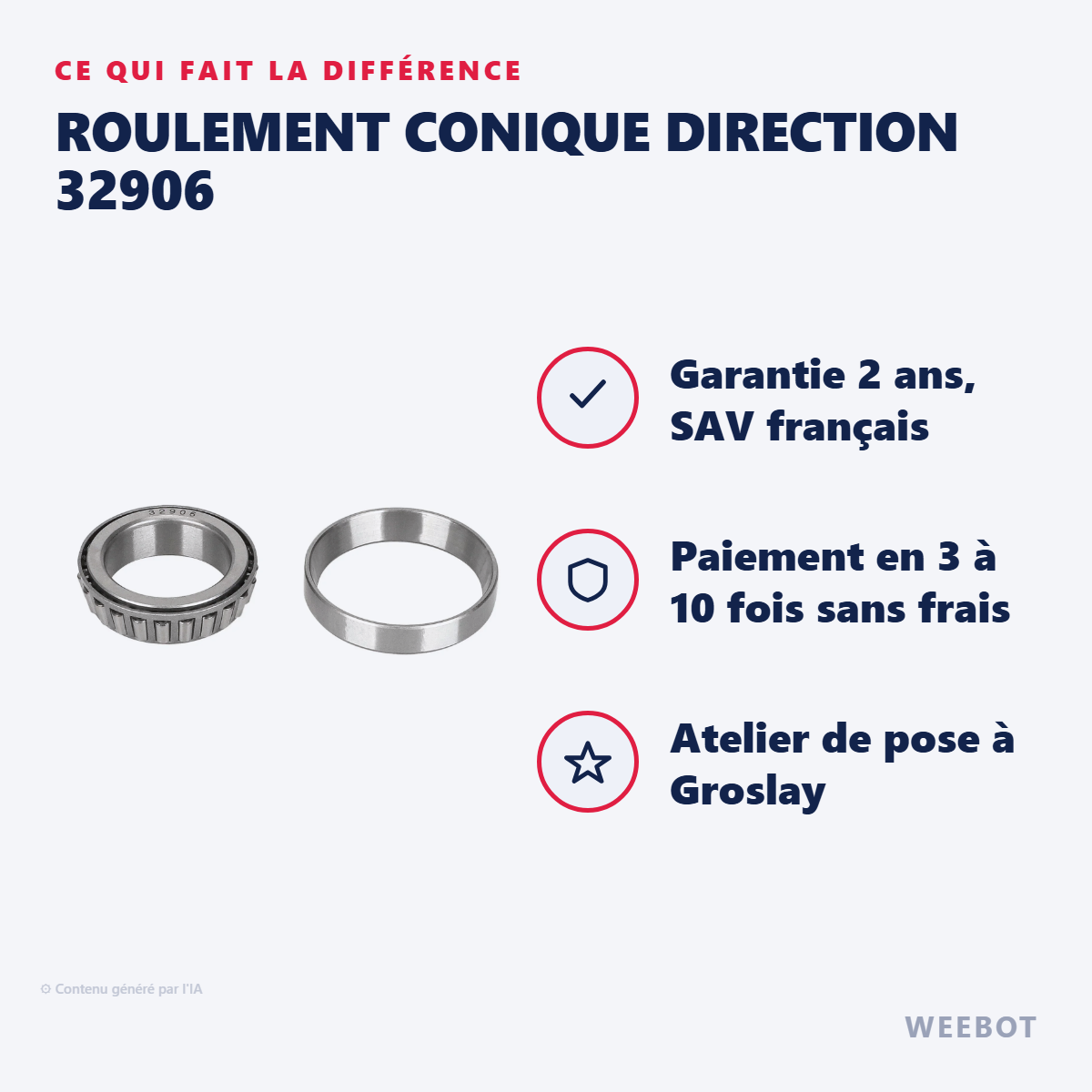 Roulement Conique Direction 32906 : les points forts