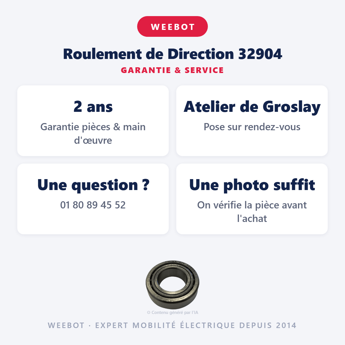 Roulement de Direction 32904 Pour Trottinette Électrique E-Cross - Weebot