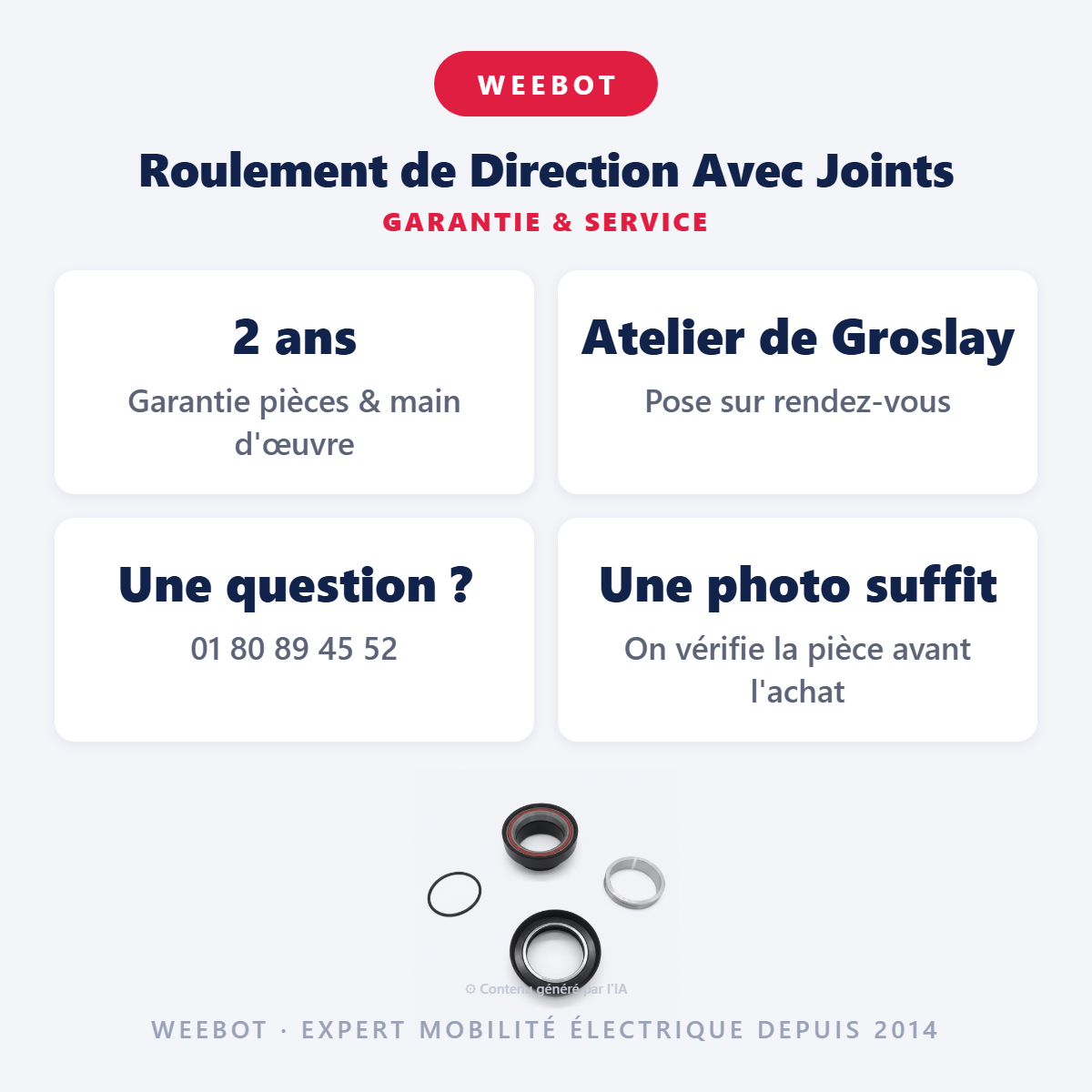 Roulement de Direction Avec Joints : garantie 2 ans et service après-vente