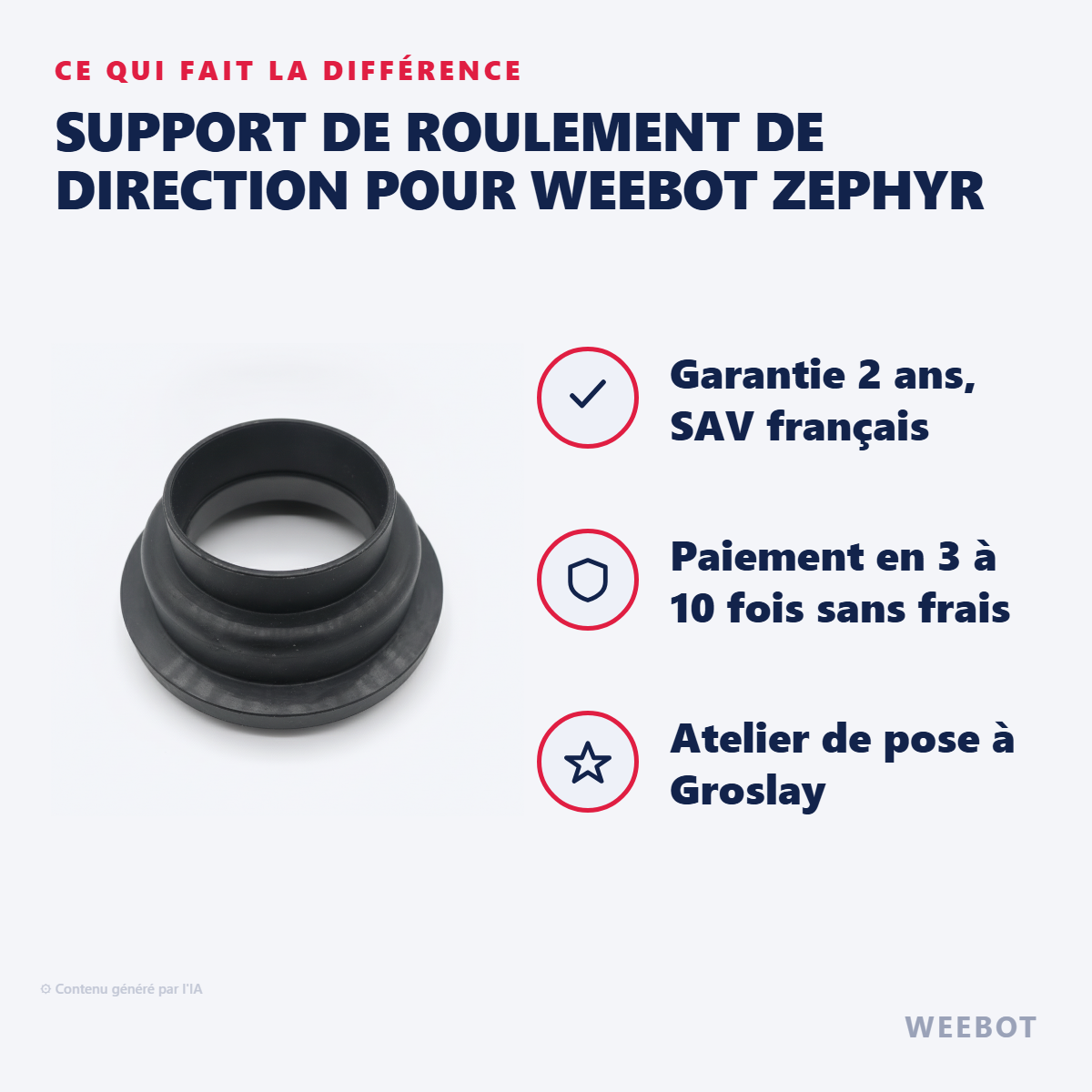Support de Roulement de Direction pour Weebot Zephyr : les points forts