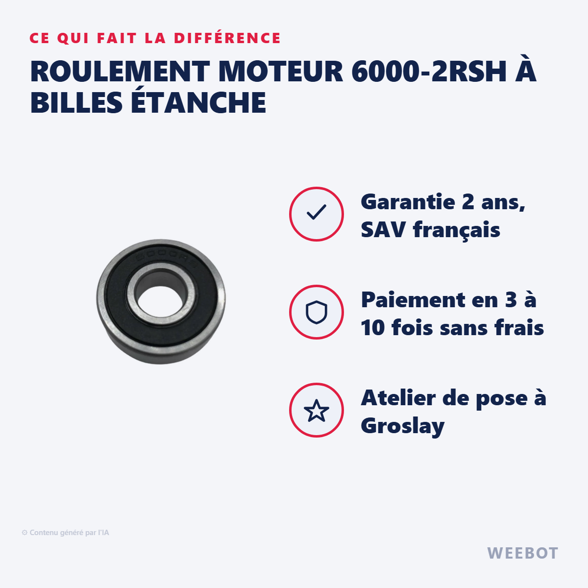 Roulement Moteur 6000-2RSH à Billes Étanche : les points forts