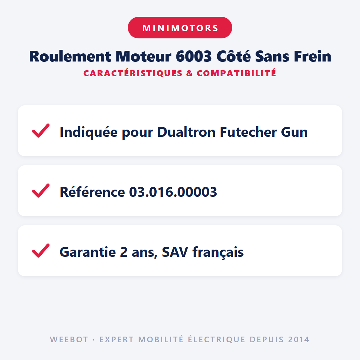 Roulement Moteur 6003 Côté Sans Frein : caractéristiques et compatibilité
