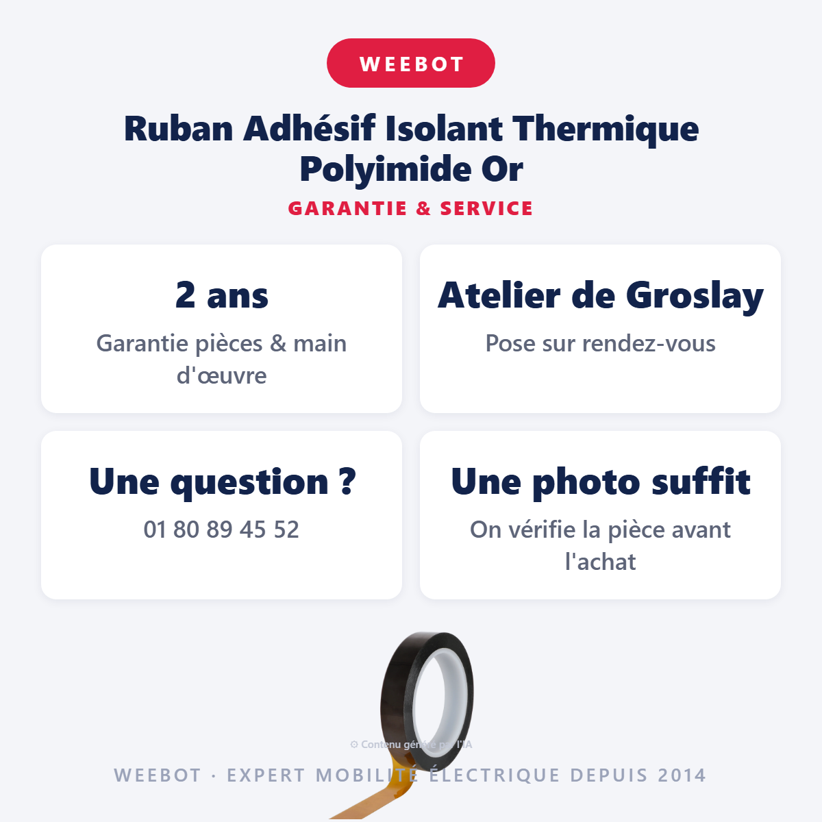 Ruban Adhésif Isolant Thermique Polyimide Or : garantie 2 ans et service après-vente