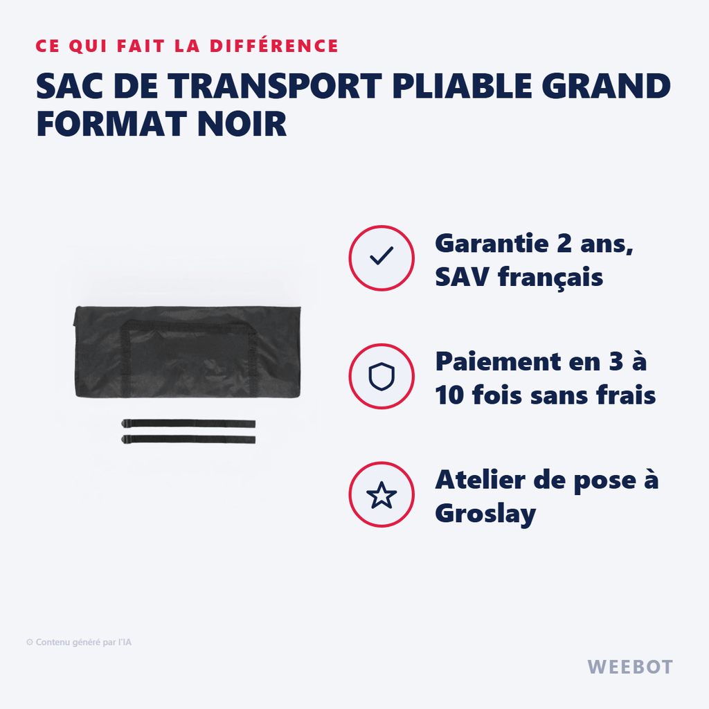 Sac de Transport Pliable 125x53x25 cm Noir - Pas Cher