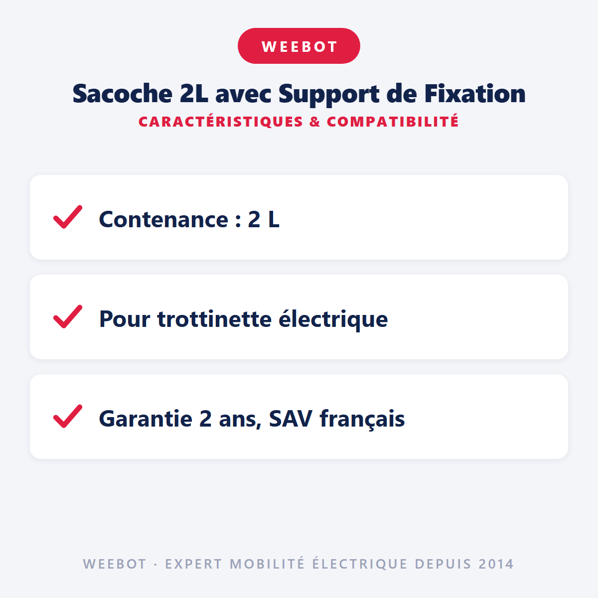 Sacoche 2L avec Support de Fixation : caractéristiques et compatibilité