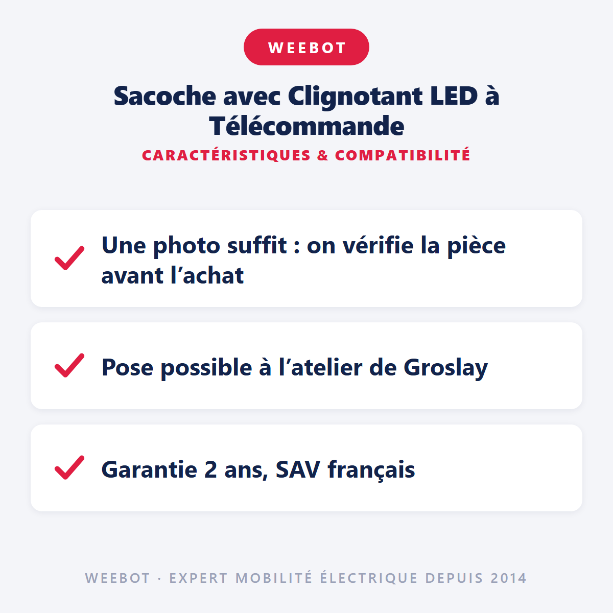 Sacoche avec Clignotant LED à Télécommande : caractéristiques et compatibilité