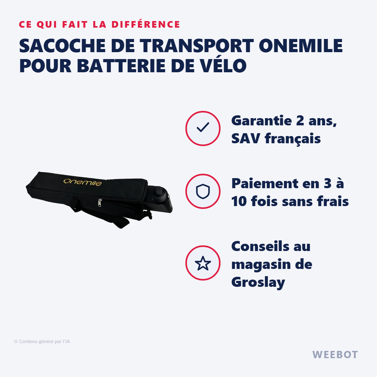 Sacoche de Transport OneMile Pour Batterie de Vélo : les points forts
