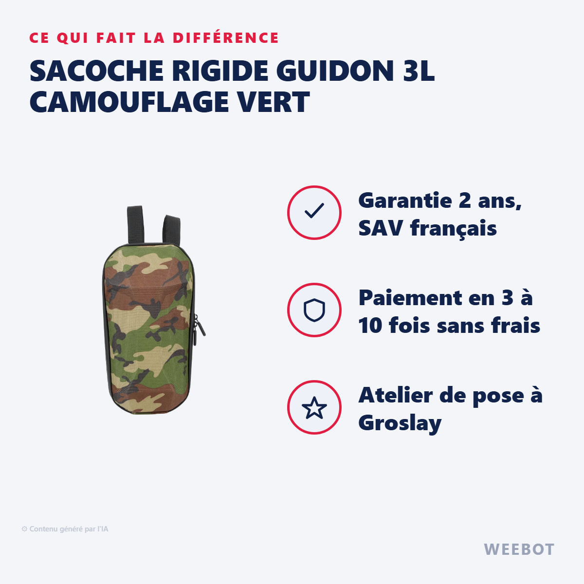 Sacoche Rigide Guidon 3L Camouflage Vert : les points forts