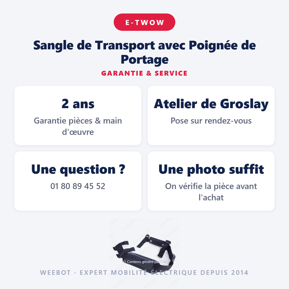 Sangle de Transport avec Poignée de Portage : garantie 2 ans et service après-vente