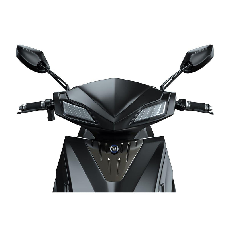 scooter electrique sunra hawk plus noir face avant rétroviseurs clignotants