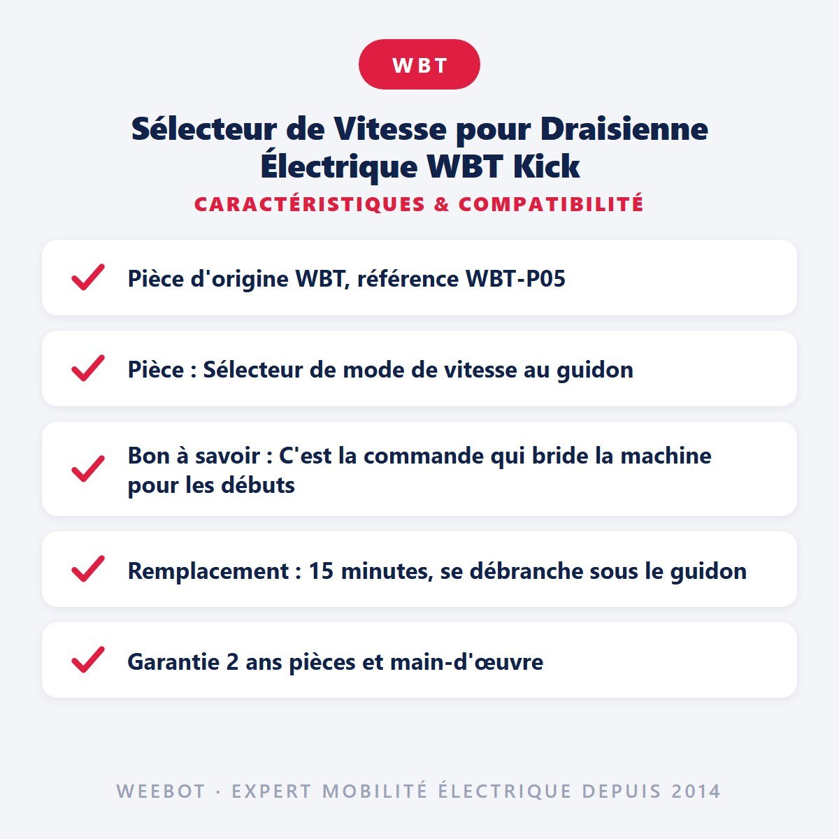 Sélecteur de Vitesse pour Draisienne Électrique WBT Kick - Weebot
