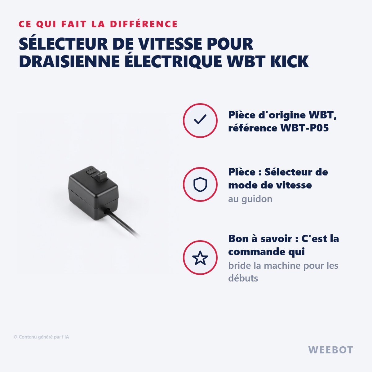 Sélecteur de Vitesse pour Draisienne Électrique WBT Kick - Weebot