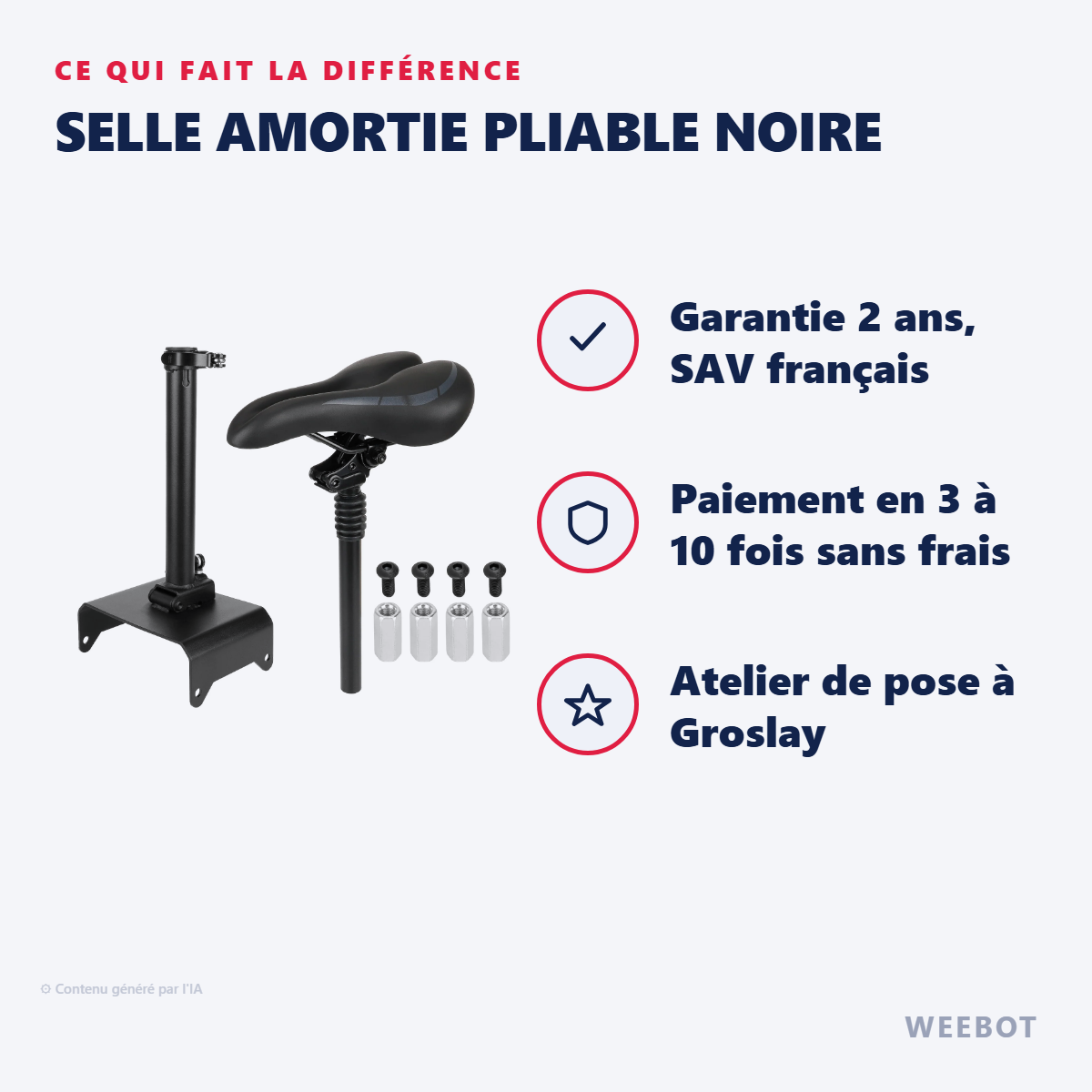 Selle Amortie Pliable Noire : les points forts