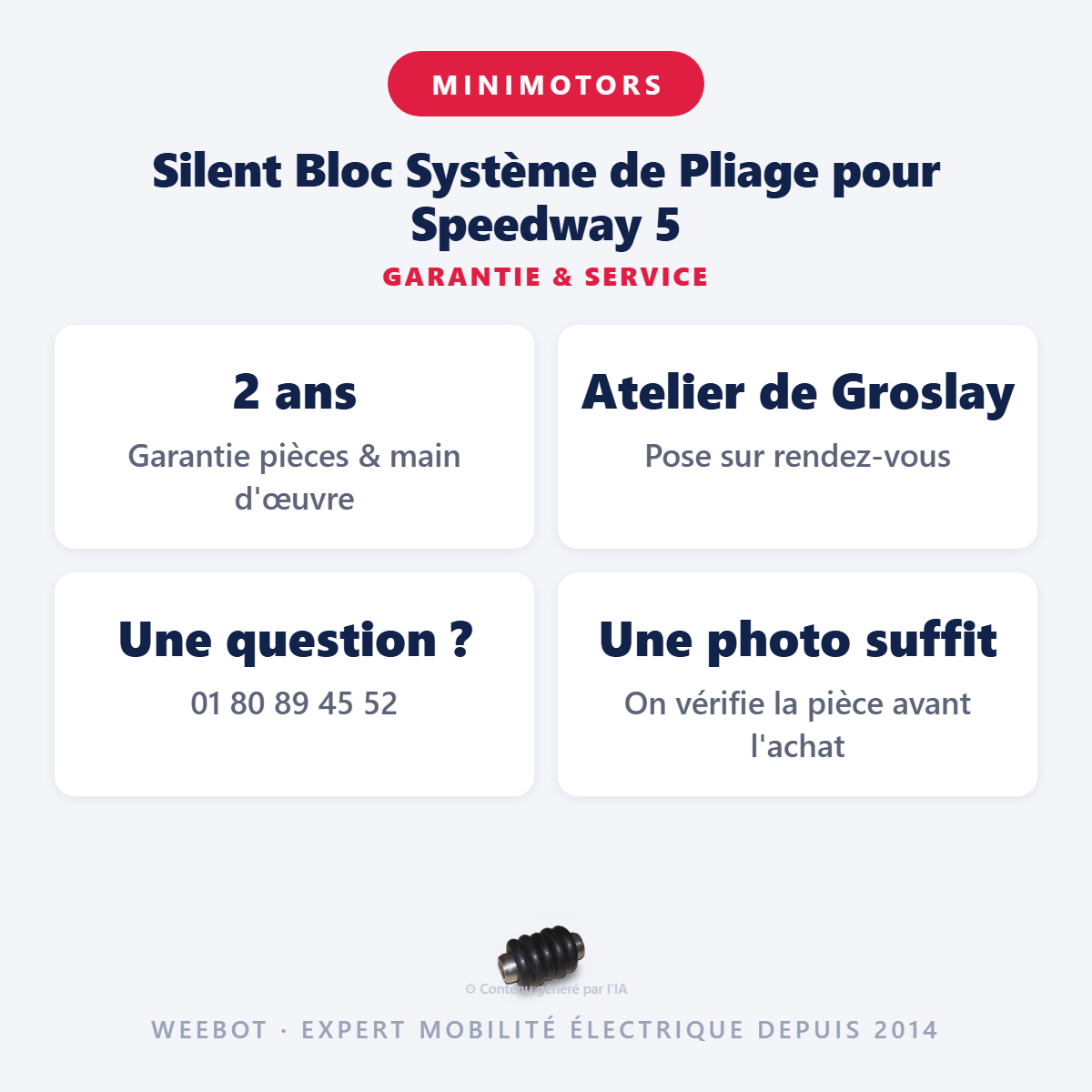 Silent Bloc Système de Pliage pour Speedway 5 : garantie 2 ans et service après-vente