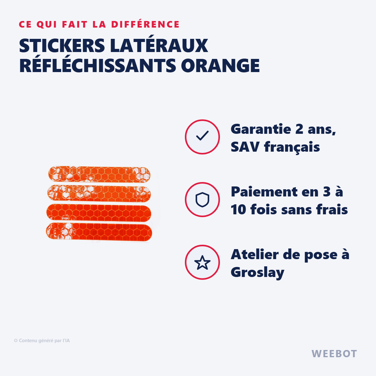 Stickers Latéraux Réfléchissants Orange : les points forts