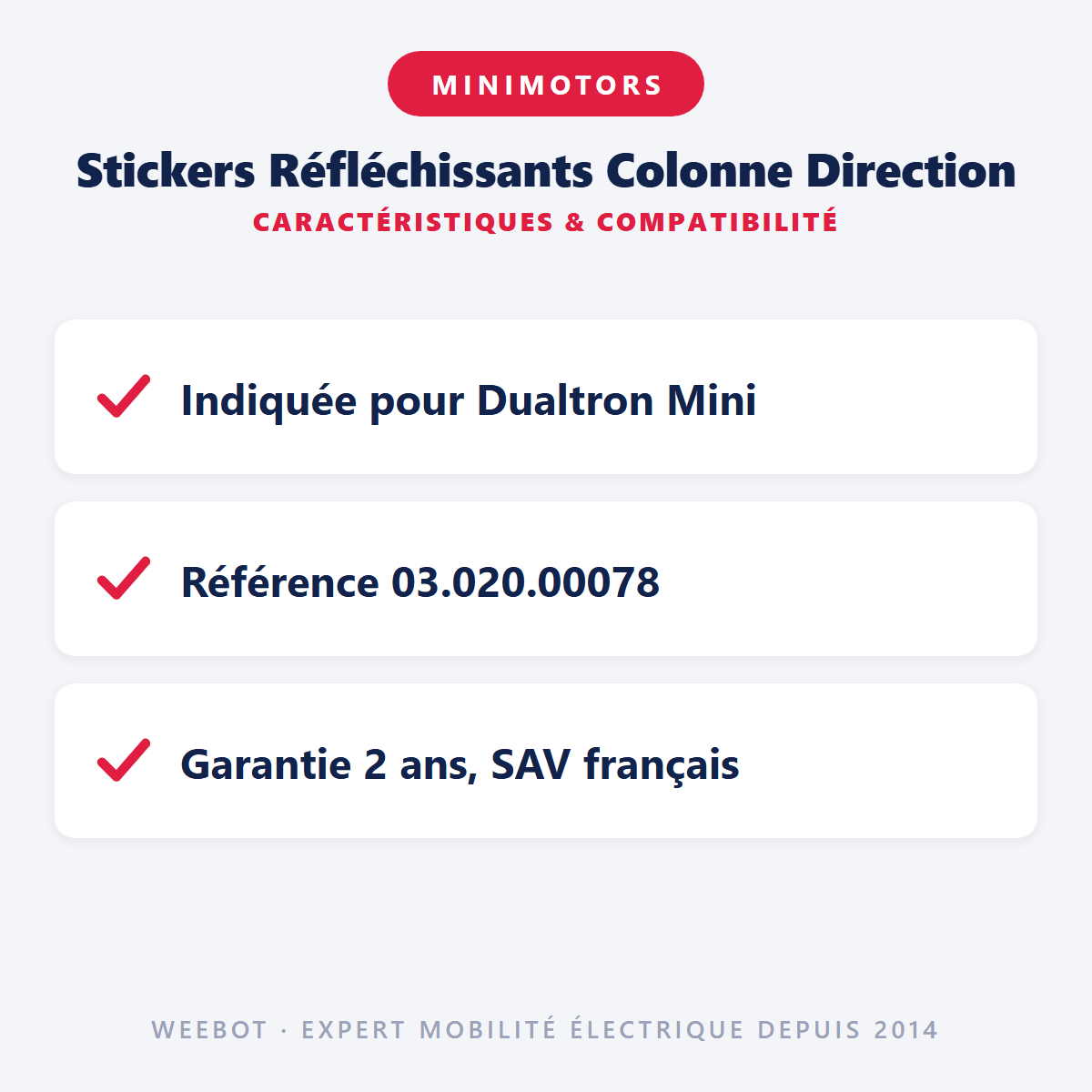 Stickers Réfléchissants Colonne Direction Pour Trottinette Électrique Dualtron Mini - Weebot