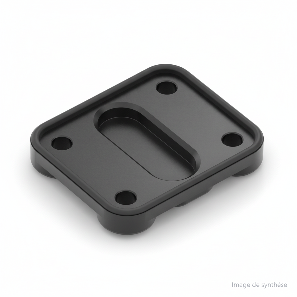 Dessin technique en trois dimensions d'un support de connecteur de batterie pour trottinette électrique Dualtron Storm.