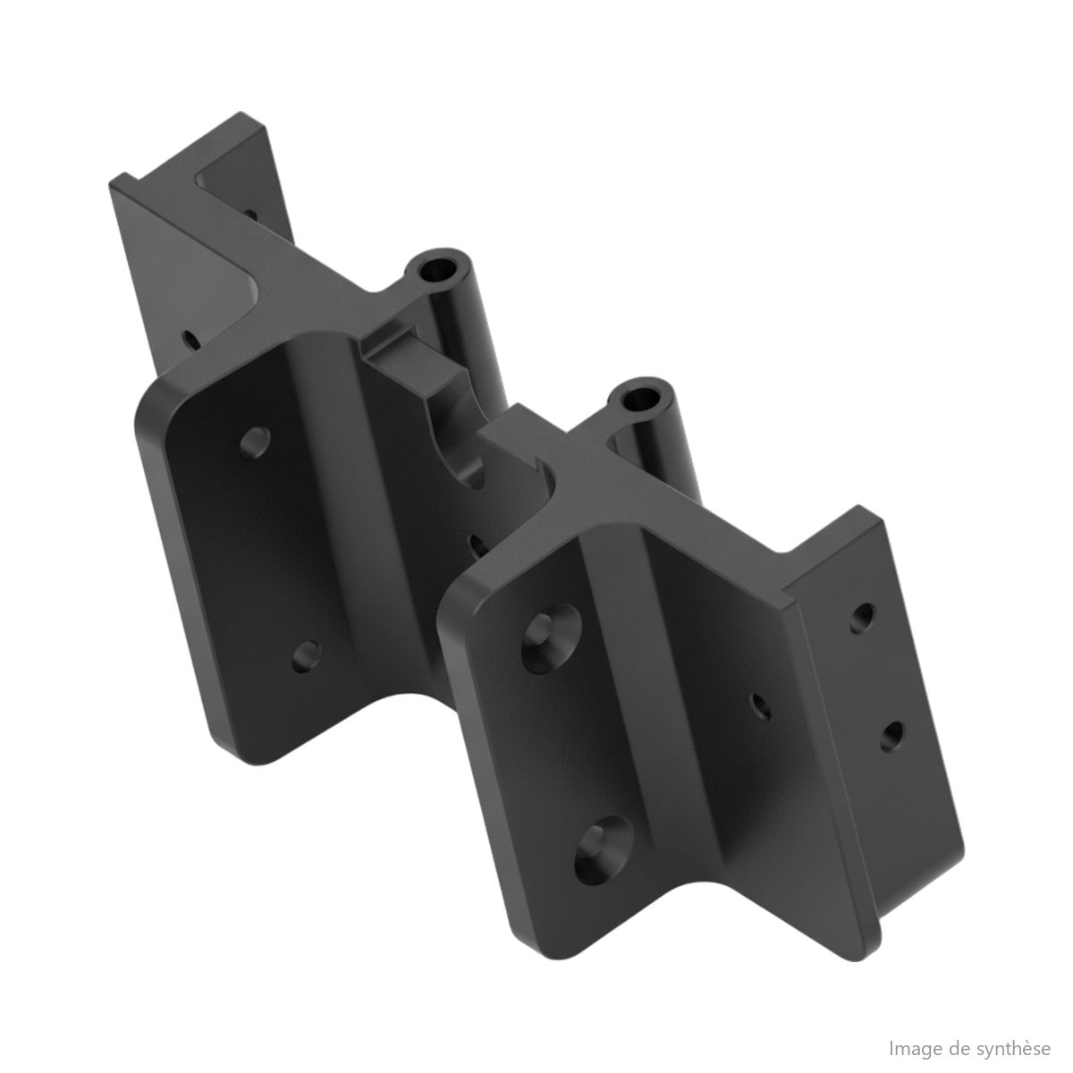 Schéma technique en perspective d'un support de fixation de potence avant en aluminium