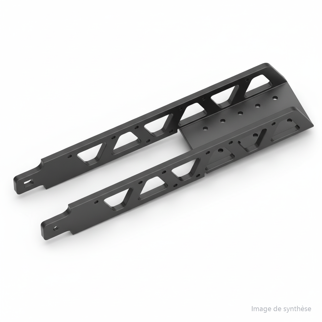 Dessin technique d'une plaque support inférieur de selle métallique pour trottinette électrique Dualtron X
