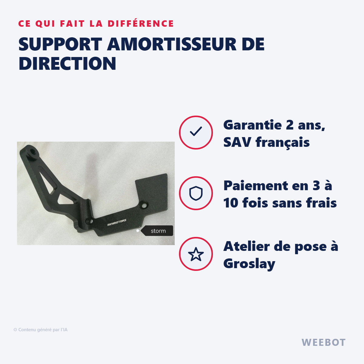 Support Amortisseur de Direction : les points forts