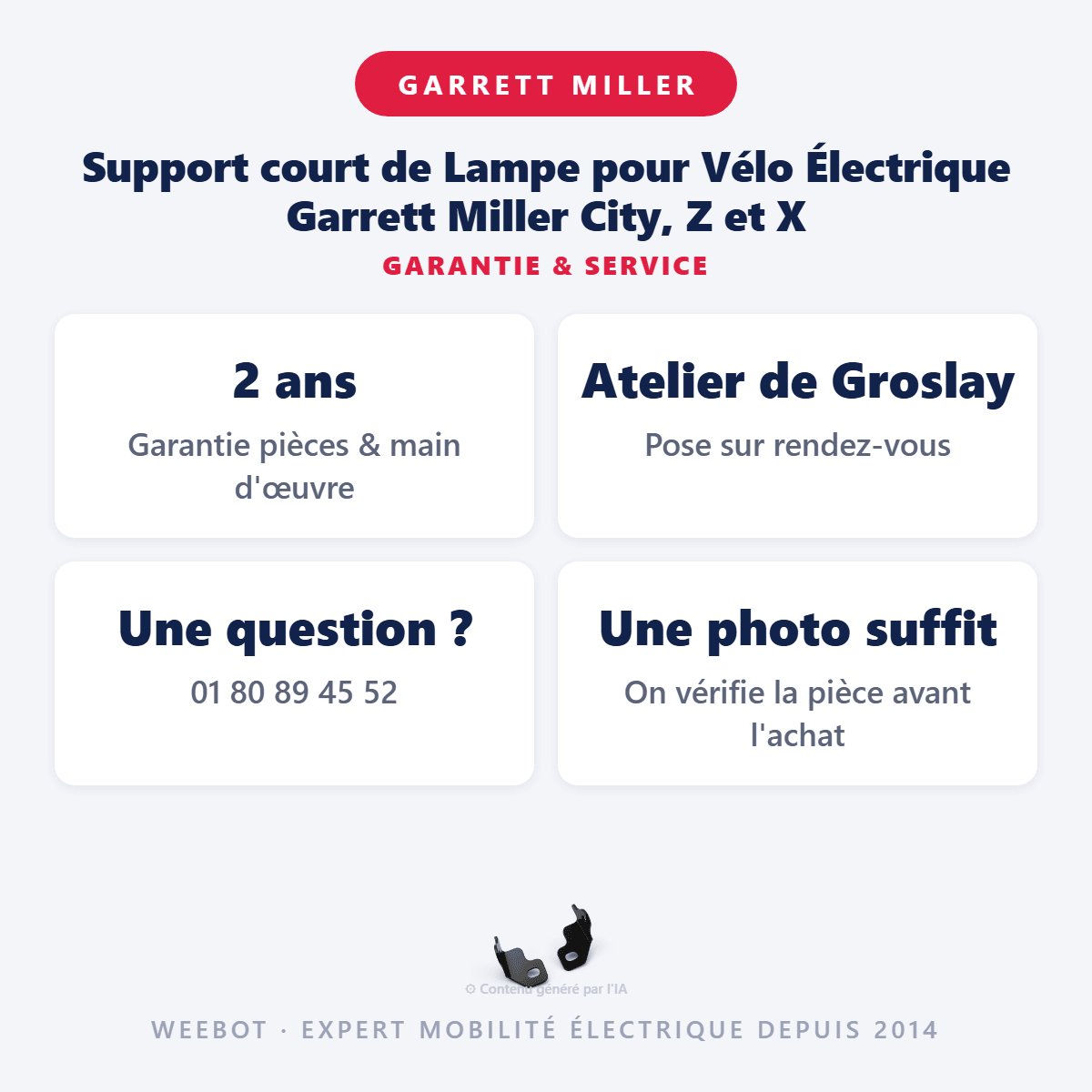 Support court de Lampe pour Vélo Électrique Garrett Miller City, Z et X - Weebot