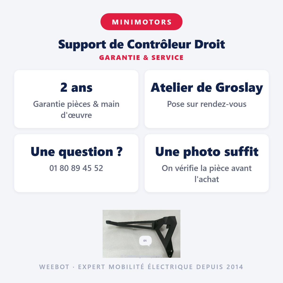 Support de Contrôleur Droit : garantie 2 ans et service après-vente