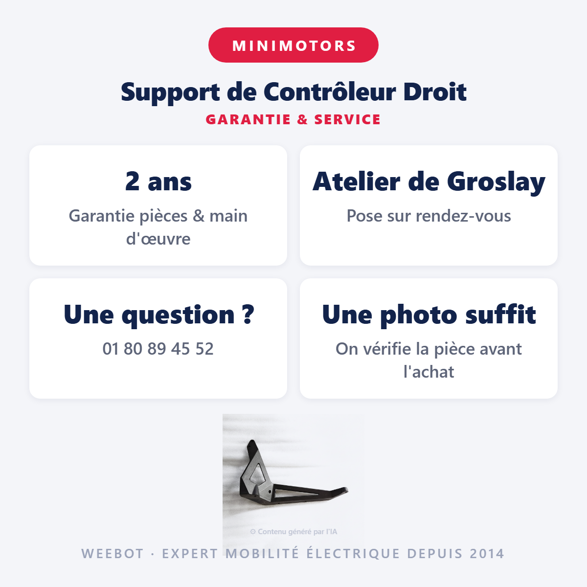 Support de Contrôleur Droit : garantie 2 ans et service après-vente