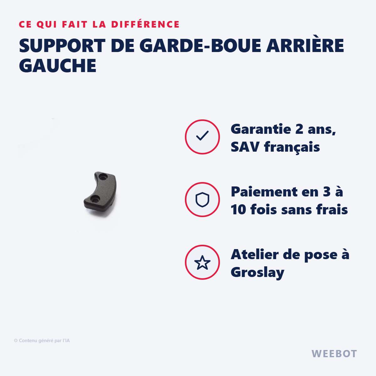 Support de Garde-Boue Arrière Gauche : les points forts